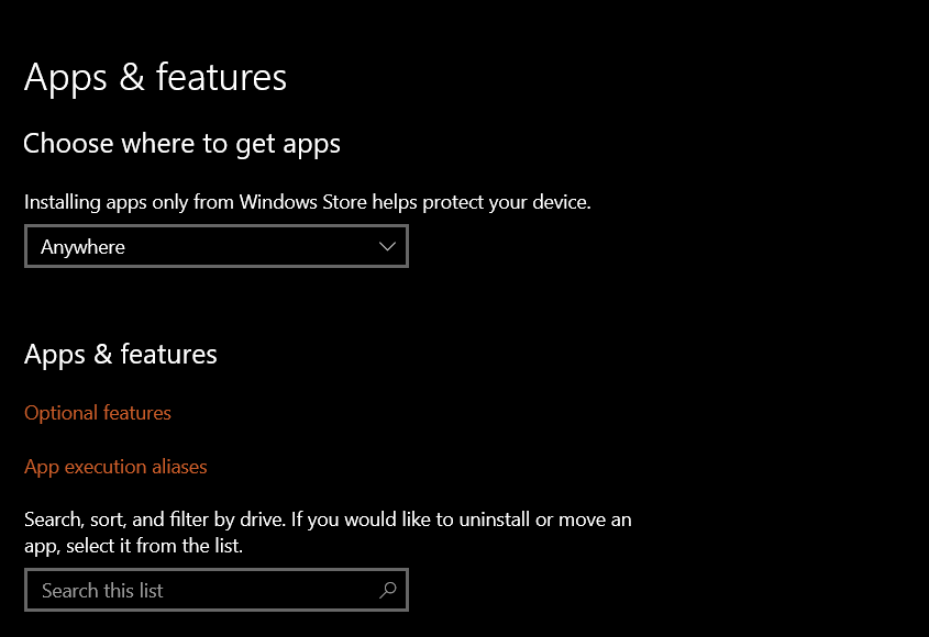 Windows 10 Apps then optional features