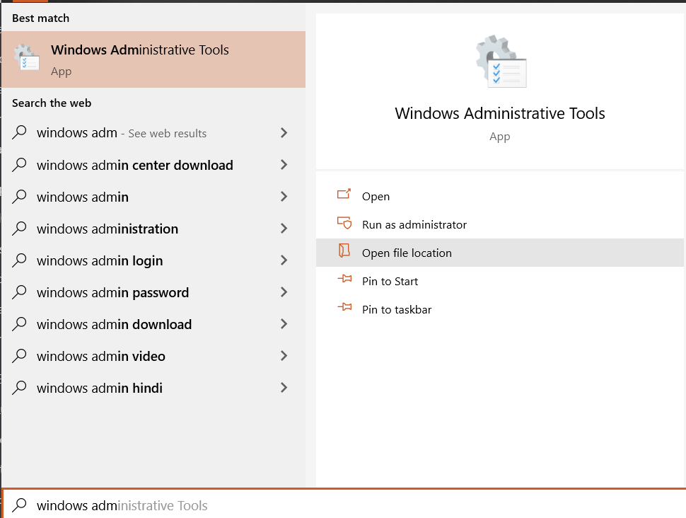 windows administrative tools