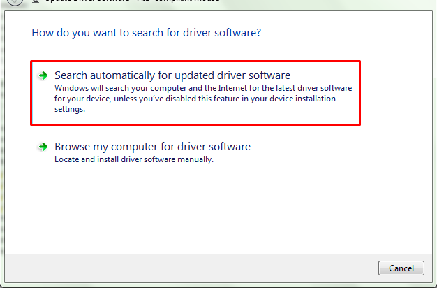 Search automatically for updated driver software