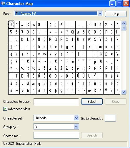 character map