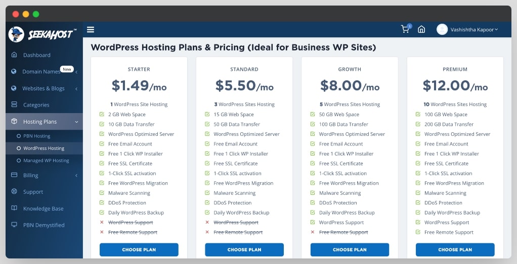 seekahost pricing options