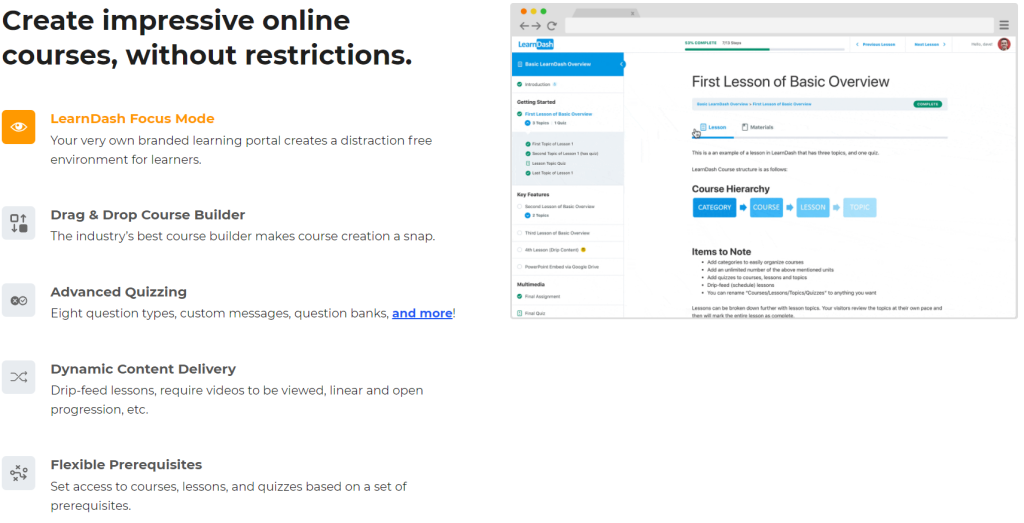 learndash features-Graphy vs LearnDash