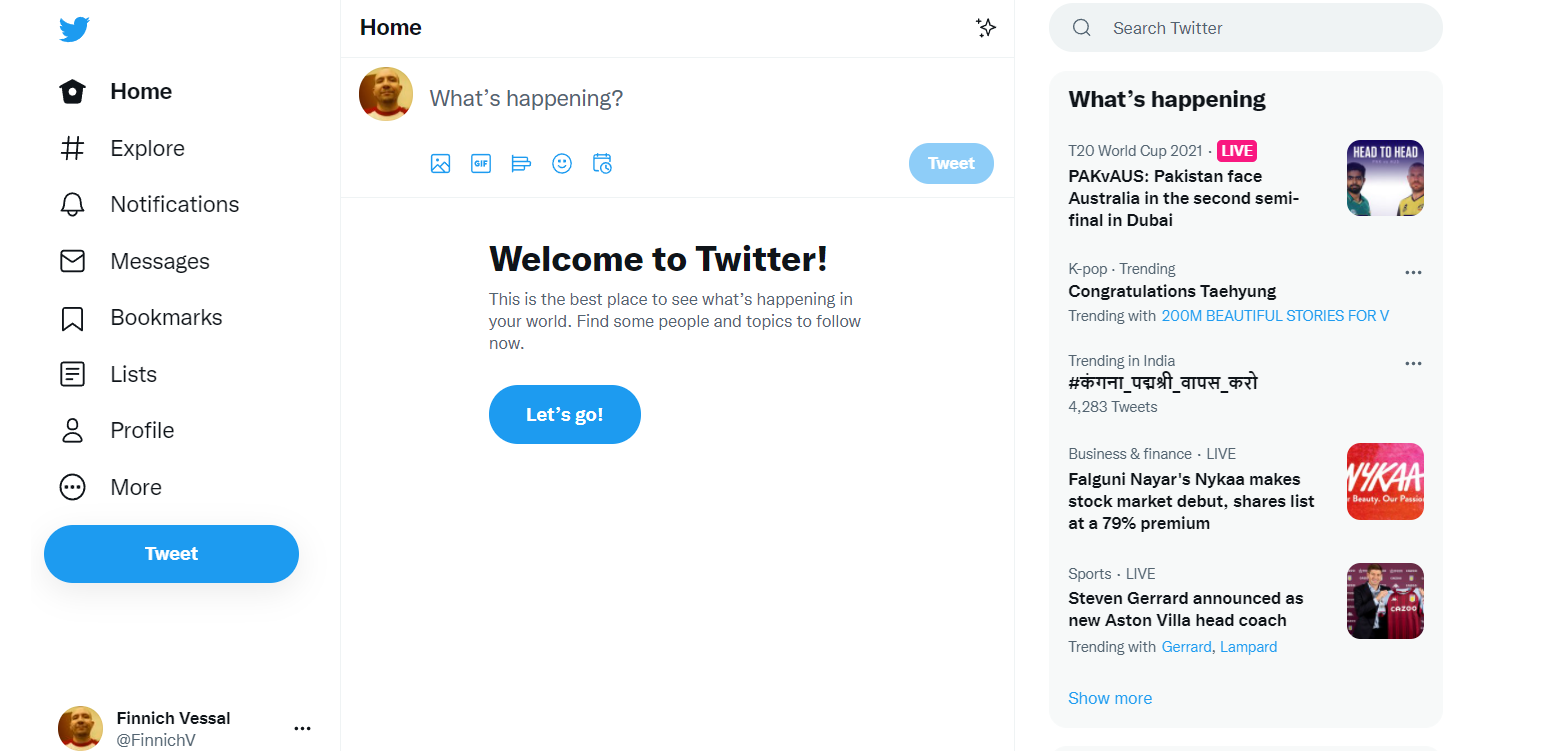 twitter homepage