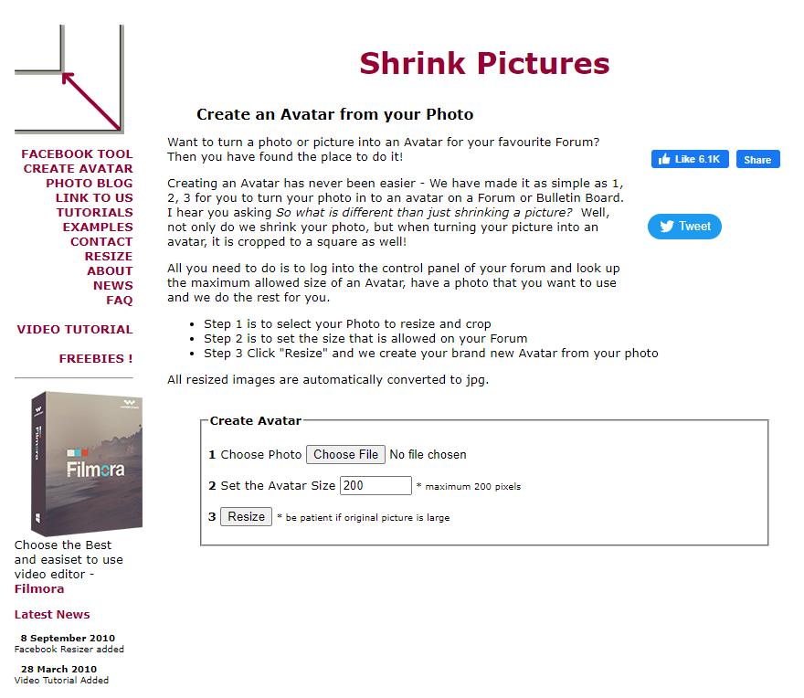 Shrink Pictures - Cartoon Avatar Maker Online