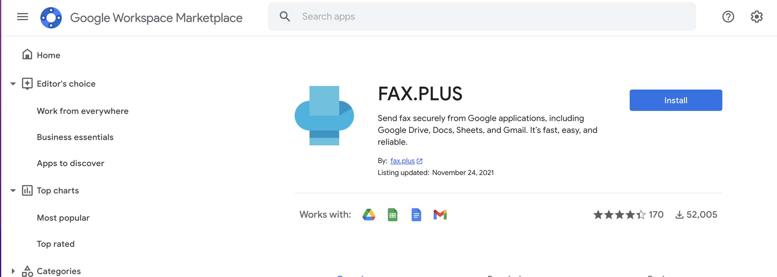 Google Add-on for fax