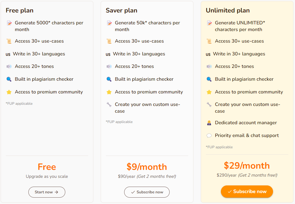 Rytr Pricing Plans