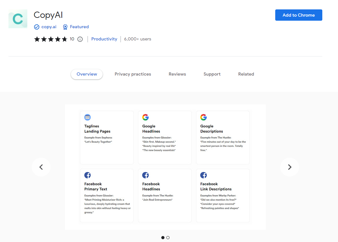 Copy.ai Google Chrome Extension