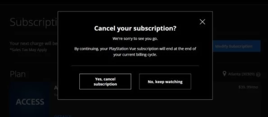 cancel subscription