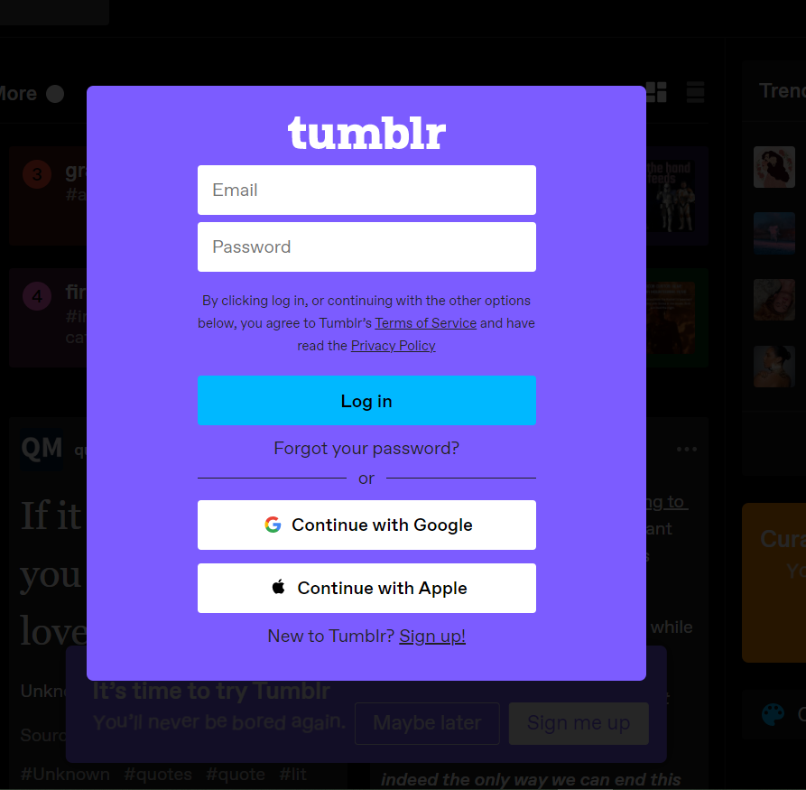 login tumblr