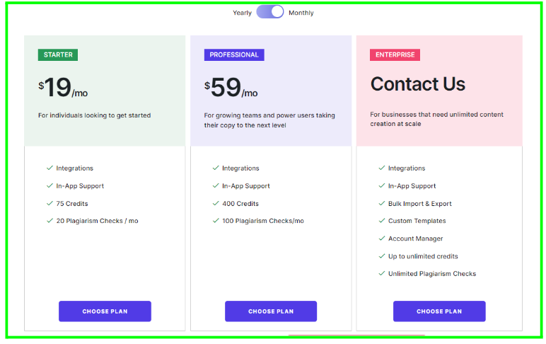 Copysmith Pricing Plans