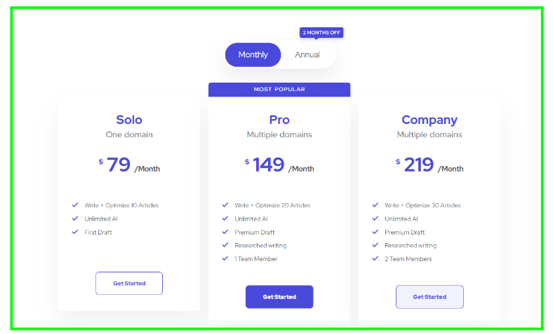 Outranking Pricing plans