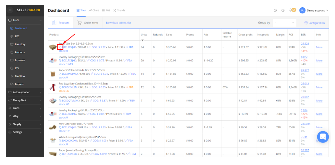 copy a particular product number dashboard