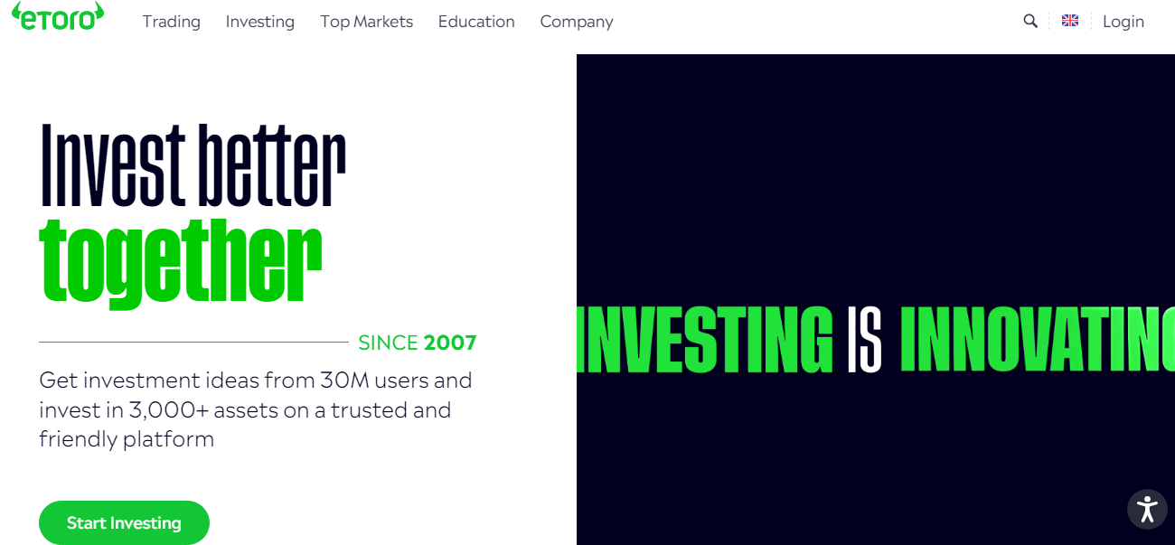 eToro Homepage