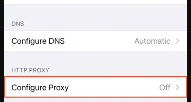 Scroll below and tap on Configure Proxy