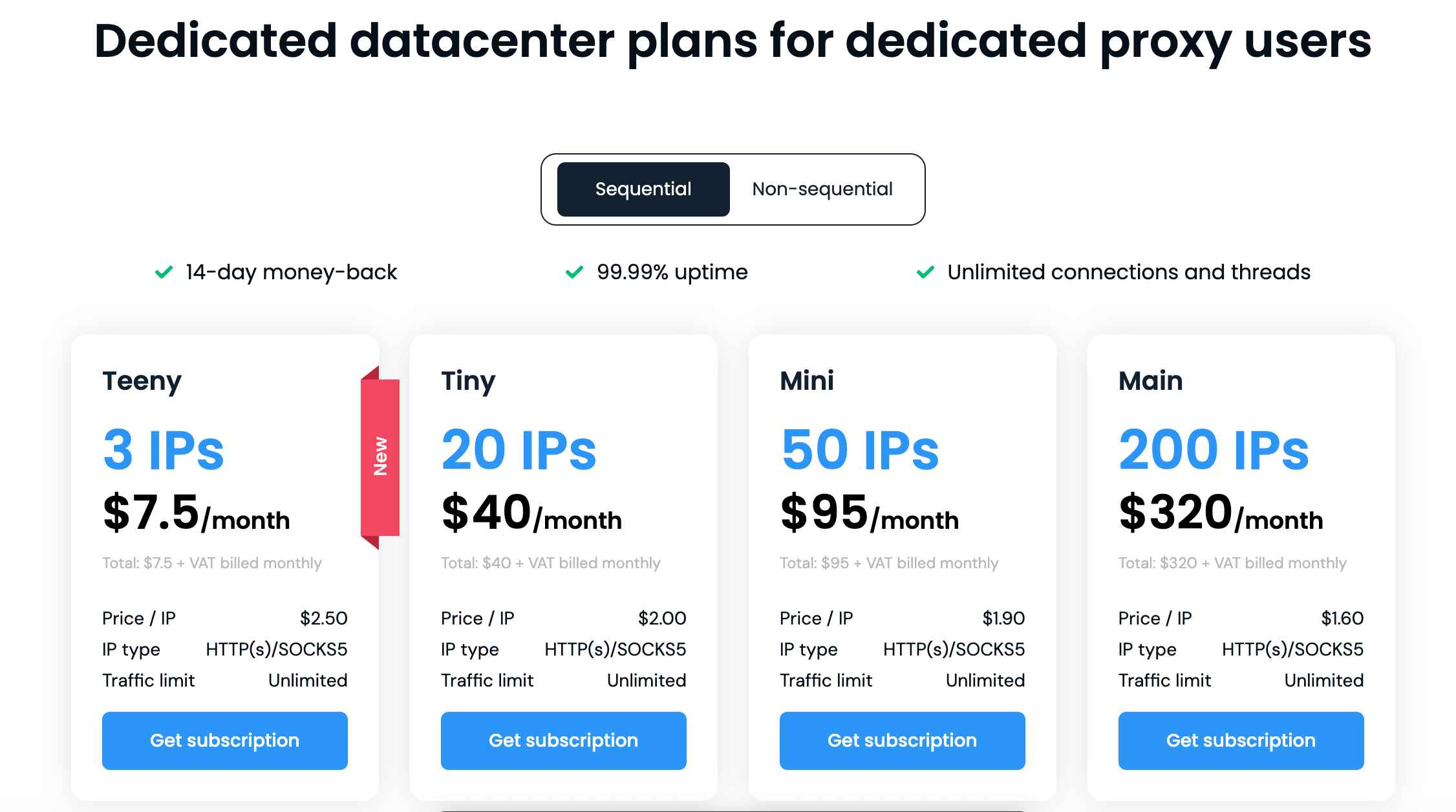 Dedicated datacenter plans for dedicated proxy users