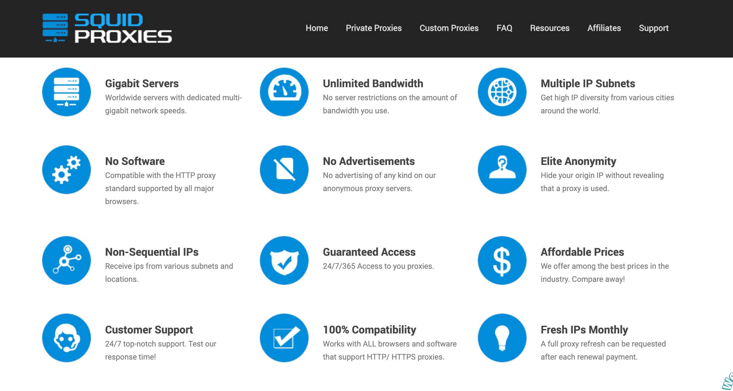 Features Of SquidProxies