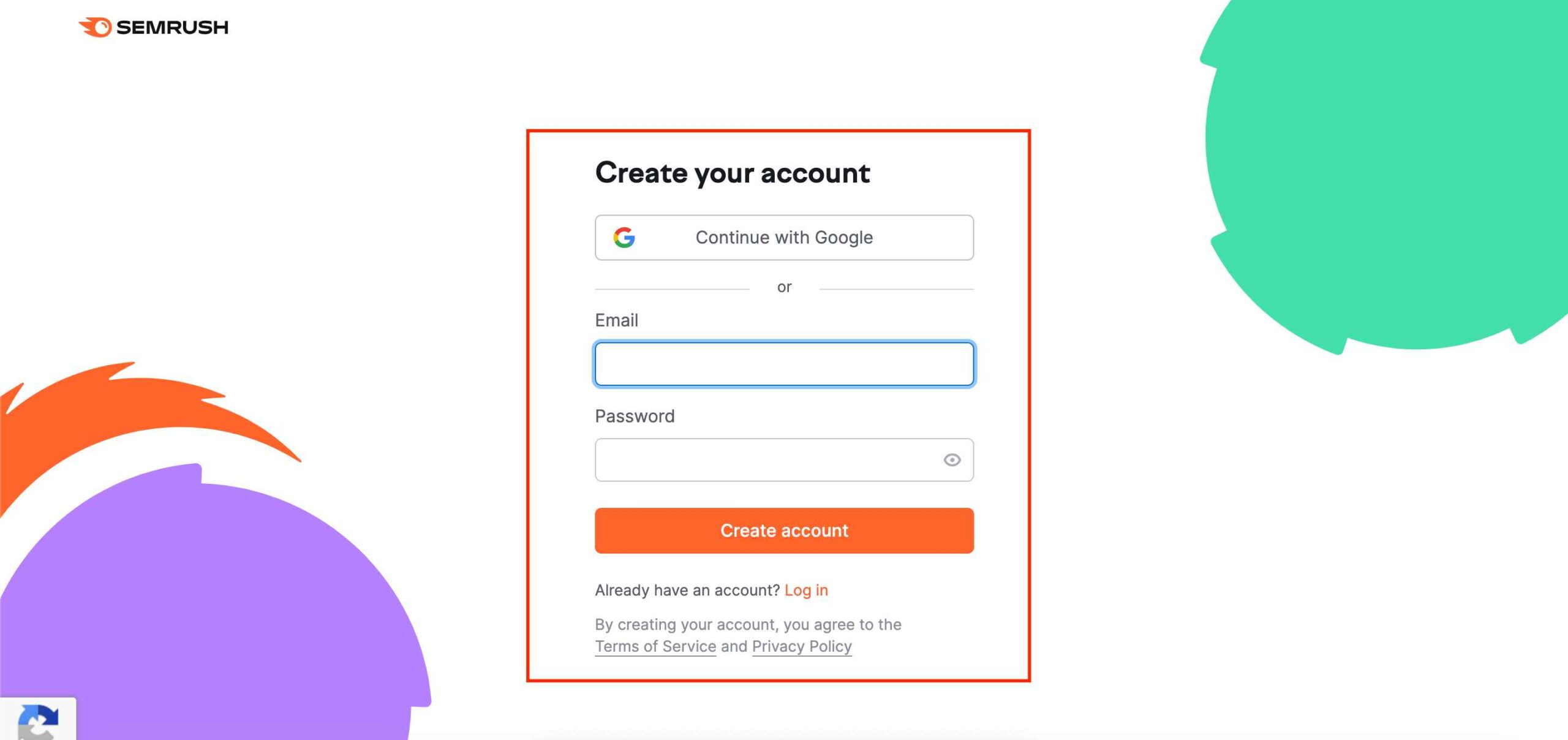 Create Free Account With Semrush