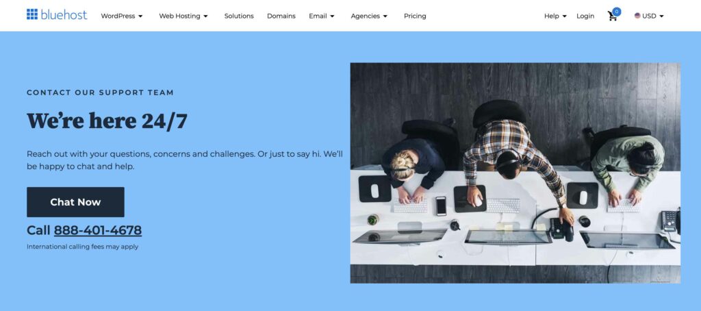 Bluehost Customer support
